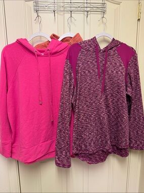 Women’s Pink/Magenta Hooded Sweater Pullover lot of 3 XXL sweatshirts Danskin